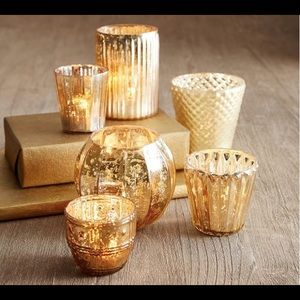 Eclectic mercury votive holders, set of 6 - gold